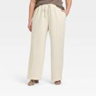 Women's Plus Size High-rise Wide Leg Fleece Pants - A New Day Cream