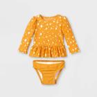 Baby Girls' 2pc Ruffle Dot Rash Guard Set - Cat & Jack Yellow