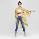Women's Floral Long Sleeve Sheer Kimono - Xhilaration Yellow