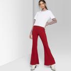 Women's Plaid High-rise Stretch Flare Pants - Wild Fable Wine Red