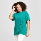 Women's Plus Size Ruched Short Sleeve T-shirt - Ava & Viv Teal X, Green