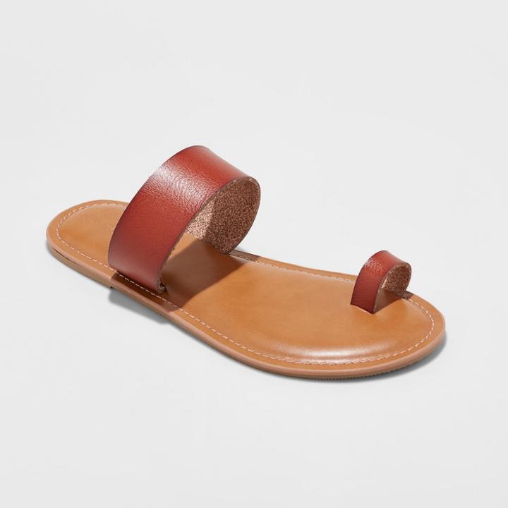 Women's Kessie Wide Width Slide Sandal - Universal Thread Cognac (red) 6w,