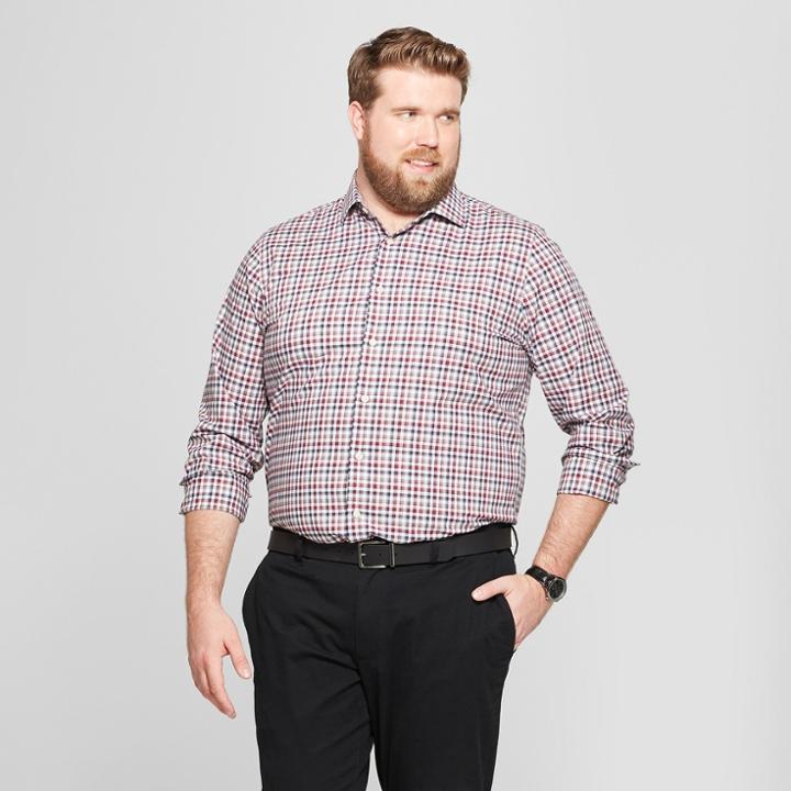 Men's Tall Standard Fit Long Sleeve Button-down Shirt - Goodfellow & Co Berry Cobbler