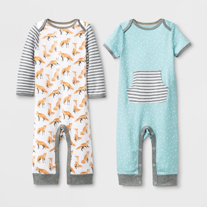 Baby 2pk Rompers - Cloud Island Newborn, Kids Unisex,