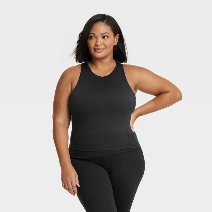 Women's Cropped Shelf Tank Bra - All In Motion Black