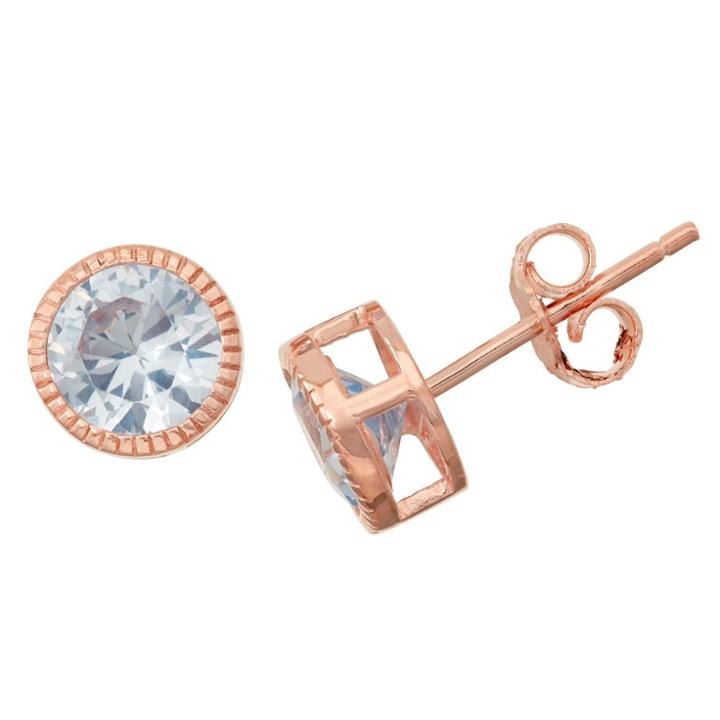 1 2/3 Tcw Tiara Rose Gold Over Silver 6mm Bezel-set Aquamarine