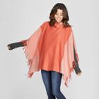 Women's Plaid Cocoon Poncho Sweater - Universal Thread Pink