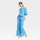 Women's French Terry Wide Leg Lounge Pants - Colsie Blue
