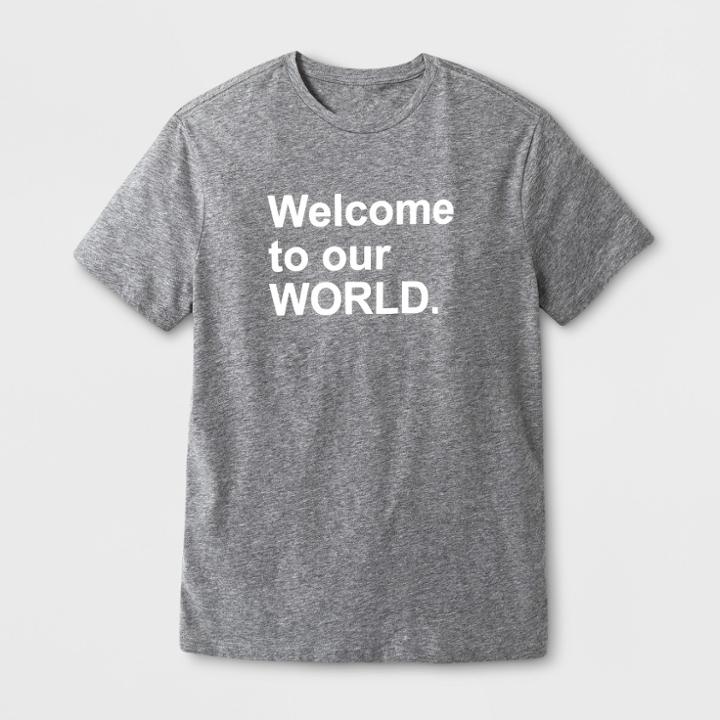 Shinsung Tongsang Men's Short Sleeve Welcome To Our World Graphic T-shirt - Gray