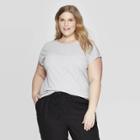 Women's Plus Size Striped Short Sleeve Crewneck Tie Back T-shirt - Ava & Viv Gray/white X