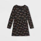 Girls' 'halloween Hearts' Printed Knit Long Sleeve Dress - Cat & Jack Charcoal Black