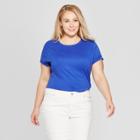 Women's Plus Size Short Sleeve Crew Neck T-shirt - Ava & Viv Blue