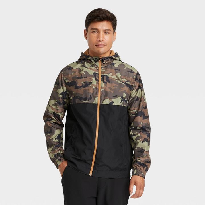 Men's Hooded Rain Coat - Goodfellow & Co Camo