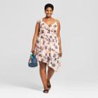 Women's Plus Size Floral Print Sleeveless Wrap Dress - A New Day Peach X, Beige