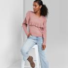 Women's Crewneck Ruffle Pullover Sweater - Wild Fable