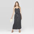 Women's Striped Sleeveless V-neck Button Front Maxi Dress - Universal Thread Black