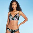 Women's Lightly Lined Bikini Top - Shade & Shore Black Floral