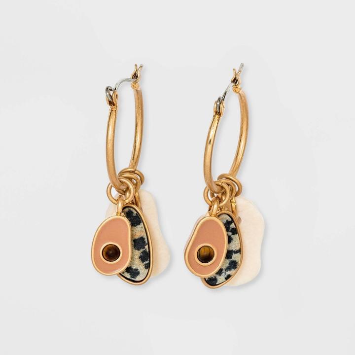 Semi-precious Charm Hoop Earrings - Universal Thread Brown