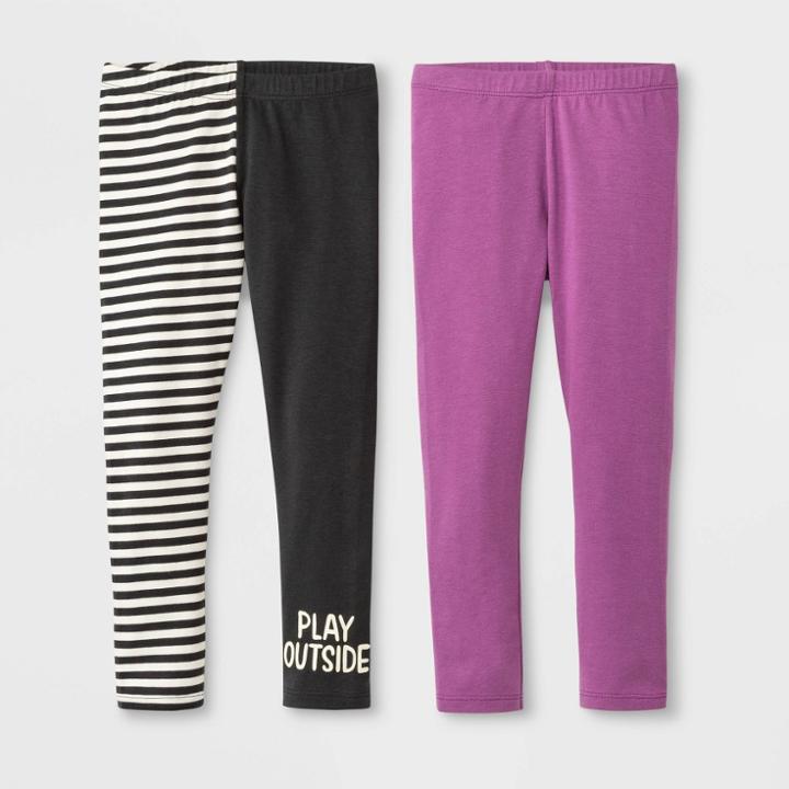 Toddler Girls' 2pk Leggings - Cat & Jack Black/purple