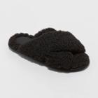 Women's Paris Crossband Faux Shearling Slippers - Stars Above Black