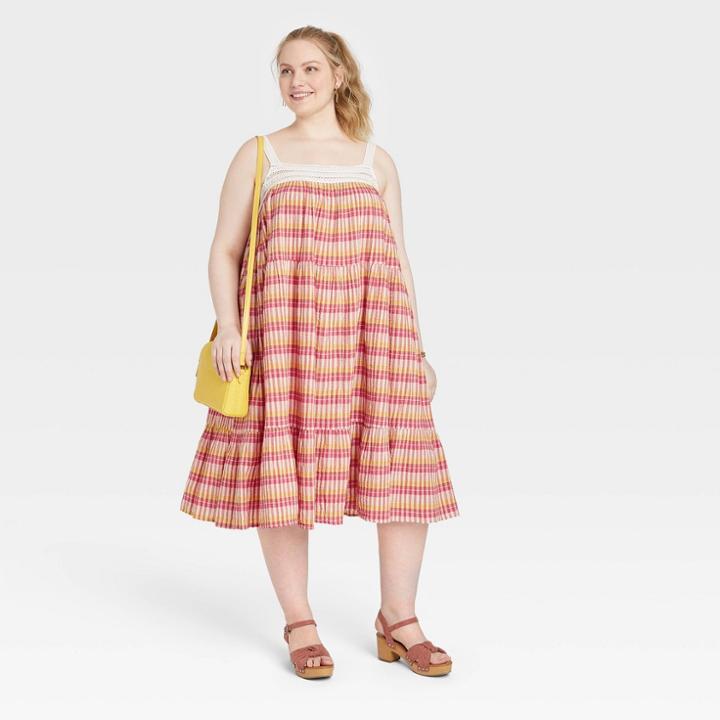 Women's Plus Size Sleeveless Crochet Trim Dress - Universal Thread Striped 3x, Multicolor