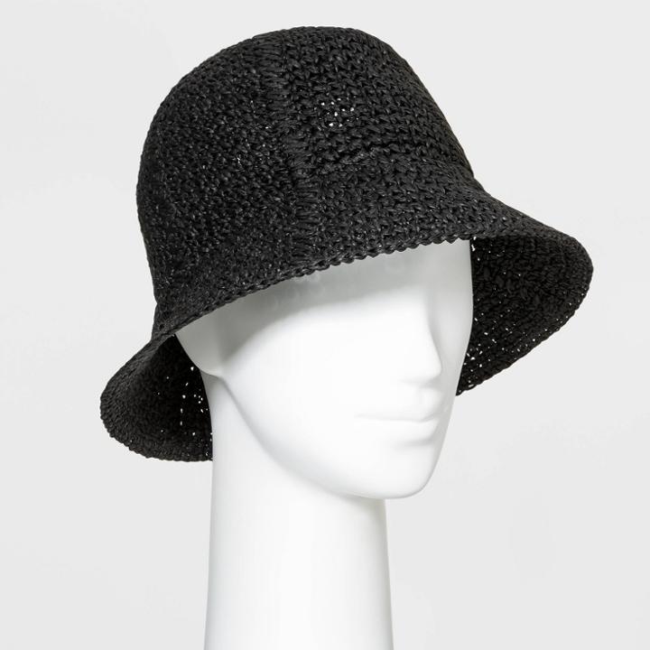Women's Straw Bucket Hat - Universal Thread Black