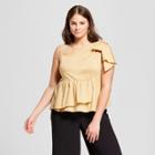 Women's Plus Size One Shoulder Peplum Blouse - Who What Wear Tan X