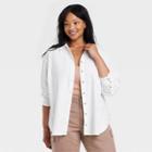 Women's Plus Size Long Sleeve Oversized Button-down Shirt - Universal Thread White