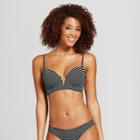 Women's V Wire Textured Midi Bikini Top - Xhilaration Black Textured