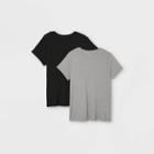 Women's Plus Size Short Sleeve Ribbed 2pk Bundle T-shirt - A New Day Black/gray