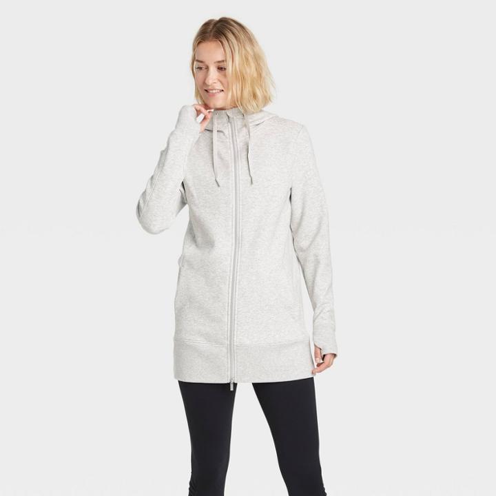 All In Motion Women's Cozy Fleece Tunic Full Zip Sweatshirt - All In