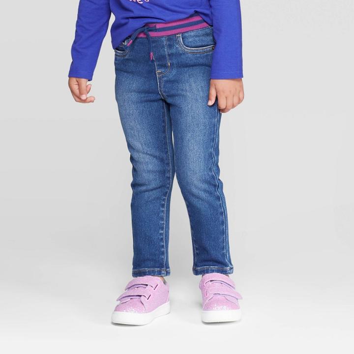 Toddler Girls' Pull On Skinny Jeans - Cat & Jack Dark Blue 4t, Toddler Girl's