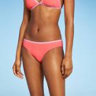 Juniors' Contrast Binding Terry Cheeky Bikini Bottom - Xhilaration Multi Coral & Pink