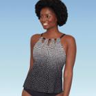 Women's Slimming Control High Neck Cut Out Tankini Top - Dreamsuit By Miracle Brands Dot Print
