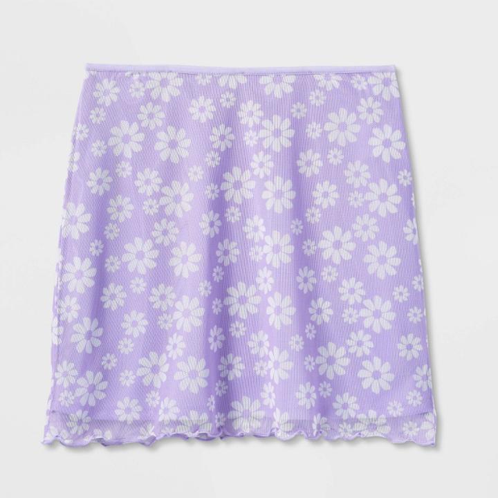 Girls' Mesh Skirt - Art Class Light Purple Floral