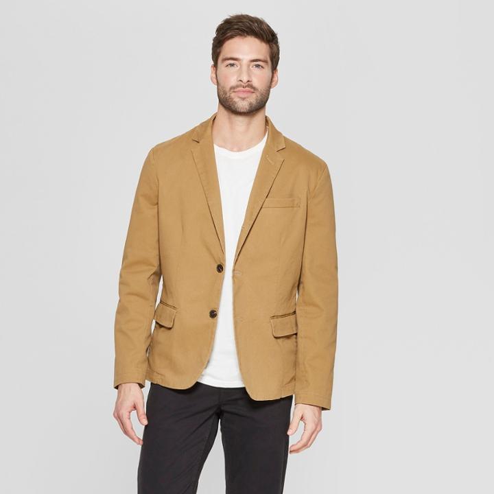 Men's Standard Fit Twill Blazer - Goodfellow & Co Dapper Brown