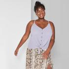 Target Women's Plus Size V-neck Tie Front Waffle Tank Top - Wild Fable Mauve