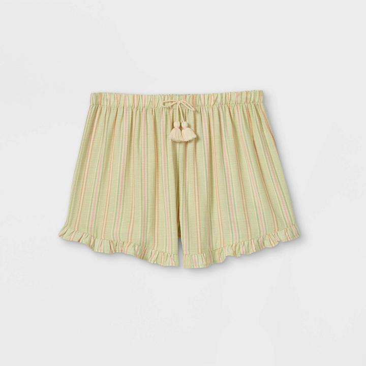 Girls' Tie Waist Ruffle Shorts - Art Class Green
