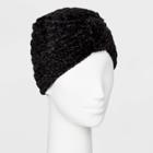 Women's Chenille Cinched Beanie - A New Day Black One Size, Women's