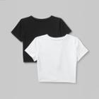 Women's Short Sleeve Cropped 2pk Bundle T-shirt - Wild Fable Xs, Black/white