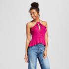 Women's Keyhole Cut Out Flounce Tank Top - Soul Cake (juniors') Magenta