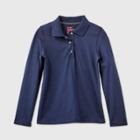 Girls' Adaptive Long Sleeve Polo Shirt - Cat & Jack Navy