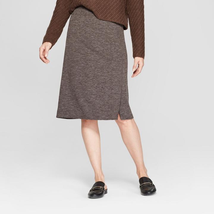 Women's Side Vent Pull-on Pencil Skirt - Prologue Brown