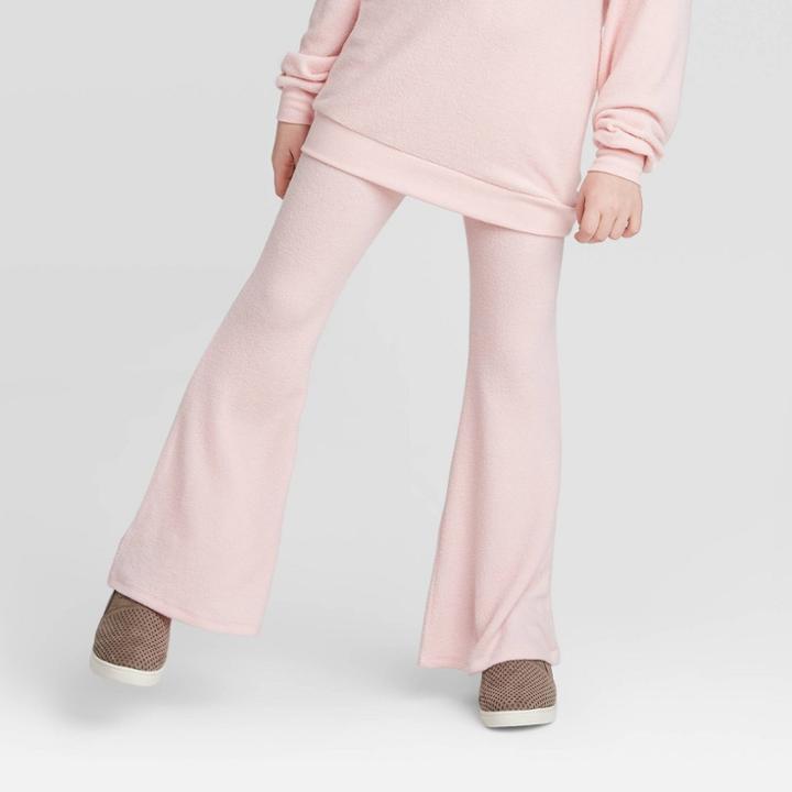 Girls' Brushed Hacci Flare Pants - Art Class Peach Xs, Girl's, Pink
