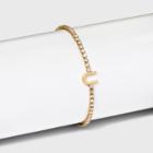 Gold Plated Cubic Zirconia Initial 'u' Tennis Bracelet - A New Day Gold