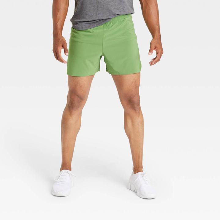 Men's 5 Lined Run Shorts - All In Motion Green