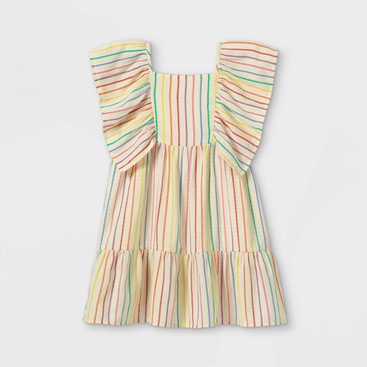 Girls' Striped Flutter Sleeve Woven Dress - Cat & Jack