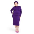 Women's Plus Size Strong Shoulder Sweater Midi Dress - Sergio Hudson X Target Purple