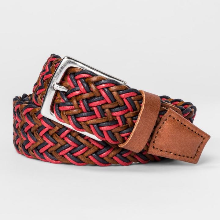 Men's 32mm Leather And Cord Braided Belt - Goodfellow & Co Navy Xl,