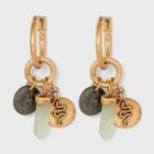 Semi-precious Dyed Jade Hematite And Snake Charm Hoop Earrings - Universal Thread , Green